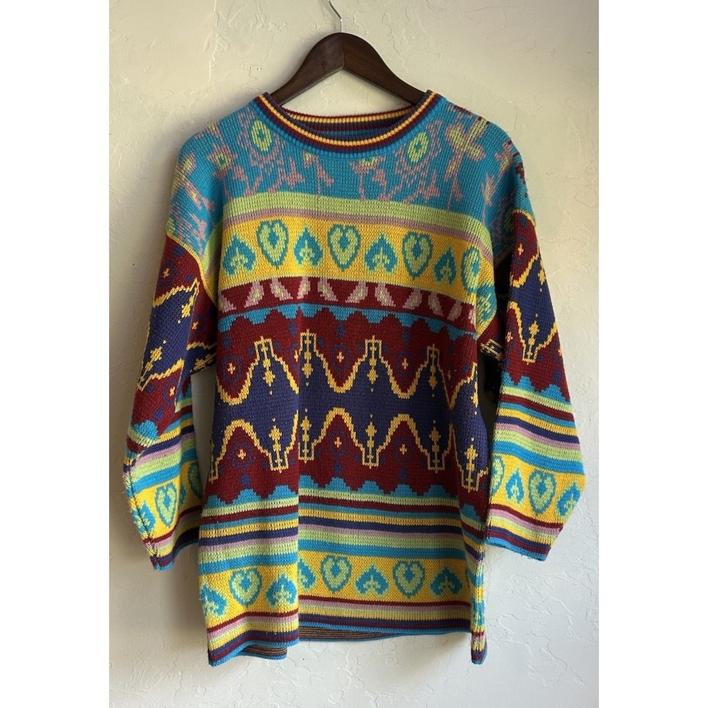 Vintage Roamans Pullover Sweater M Retro Artsy Grandpa Dopamine Heart Scandi